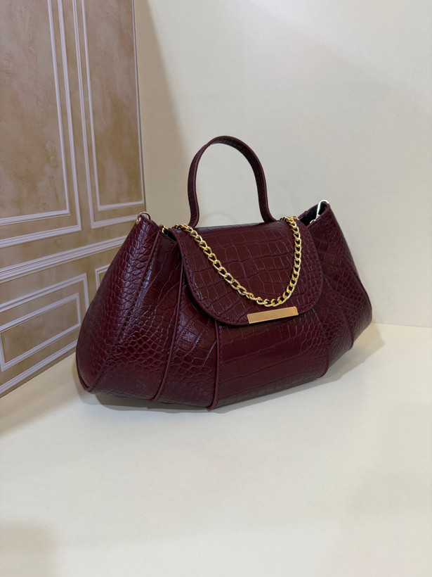 کیف زنانه صدف چرم طبیعی گاوی دست دوز