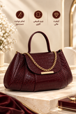 کیف زنانه صدف چرم طبیعی گاوی دست دوز